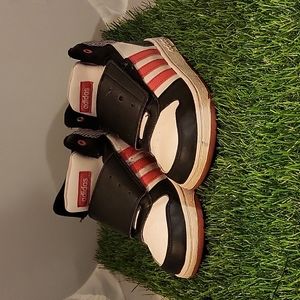 Toddler girls hot pink high top Adidas sneakers